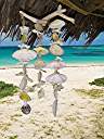Nancy's craft for the day - a beach treasure wind chime  at Anegada, BVI.