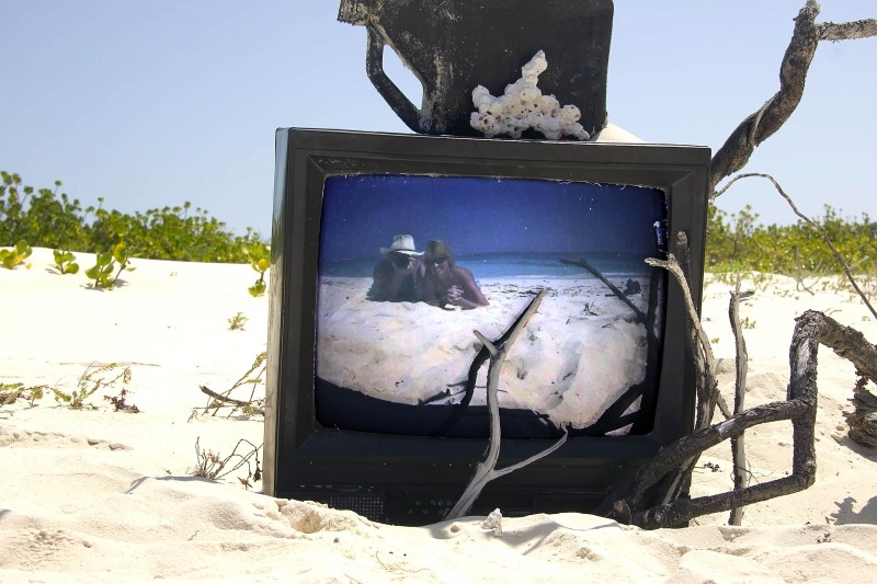 Television, Anegada style. 
I improve the reception with a little bit of help from Photoshop.
