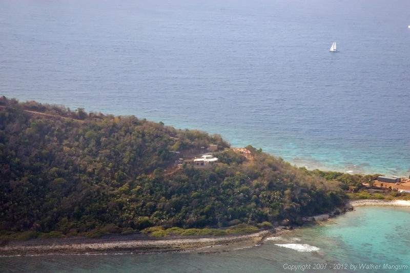 Flying past the Wali Nikiti construction site on Scrub Island on the way to Anegada with Davide and Cele.