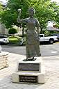 Statue of Mary Lou Watkins on the town square.