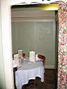 Most of the dining at Lusco's is in private curtained booths, a very uncommon style. The booths are a holdover from the prohibition days.