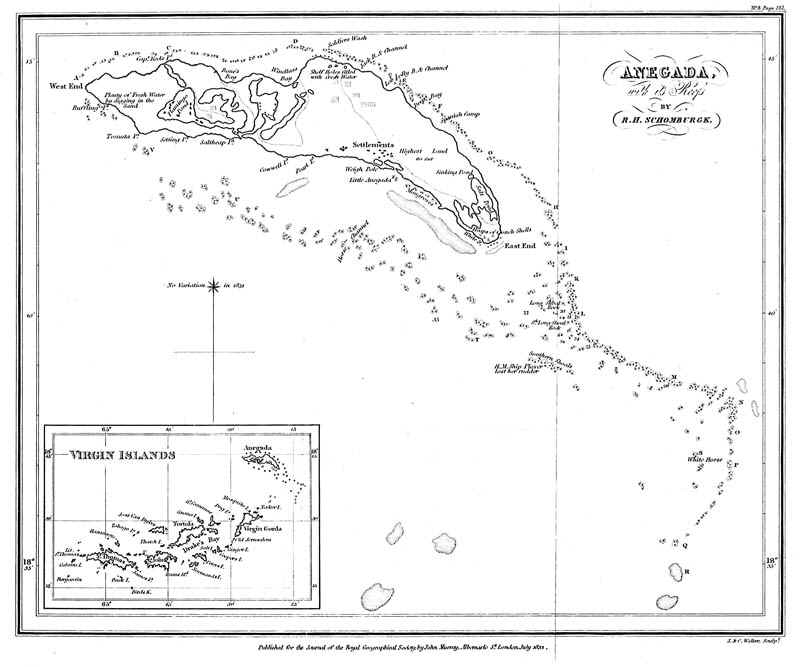 Robert Schomburgk's 1832 Map of Anegada