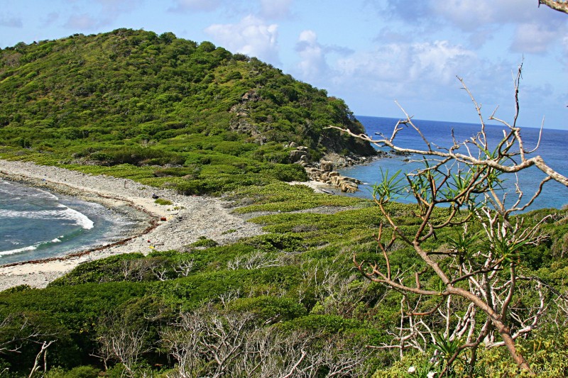 Cooper Island - looking down on the narrow neck between 