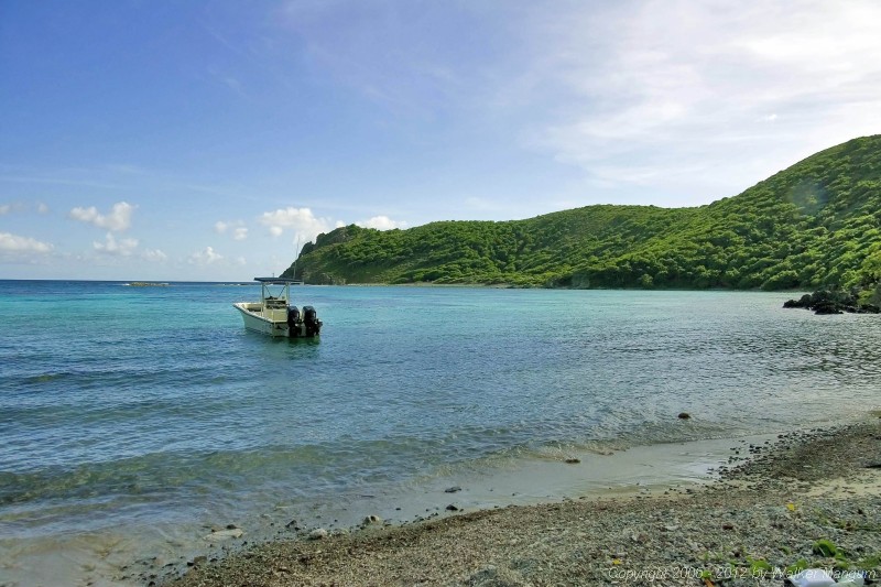 Panorama of west end of Money Bay, Norman Island.