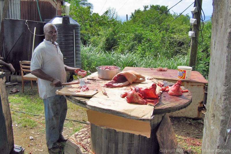 Roadside butcher shop - the Ridge Road, Tortola.