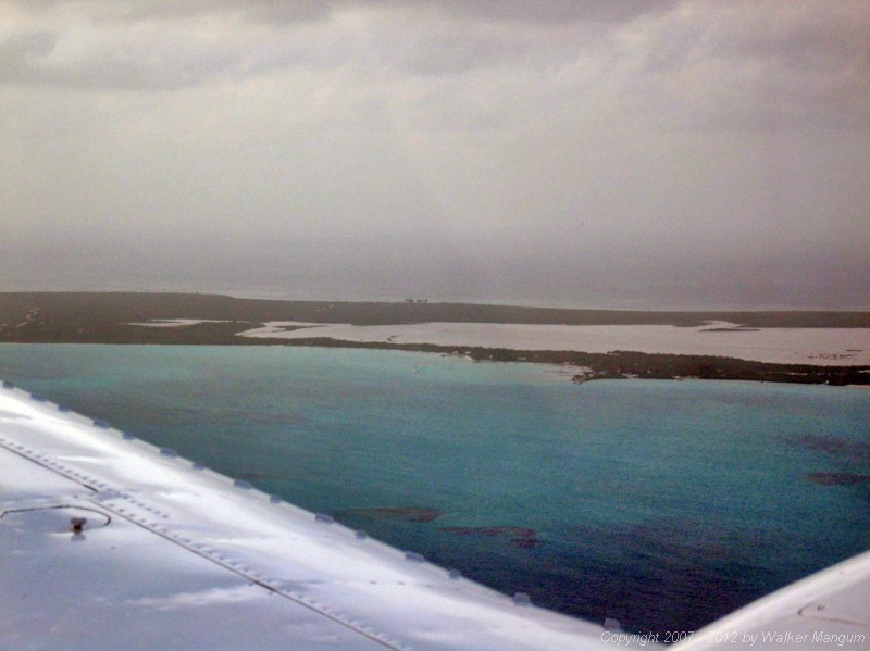 Flying into Anegada on Island Birds. Cow Wreck is visible on far side of Anegada.