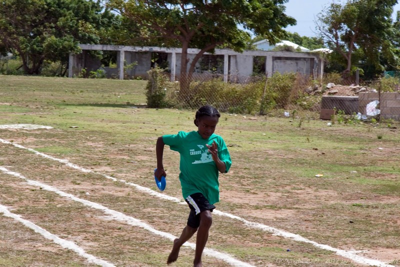 Spring Sports Day at Anegada's Claudia Creque Education Center.
Janesha winning the relay.